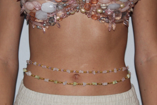 Rose Quartz and Jade Stone WaistBead